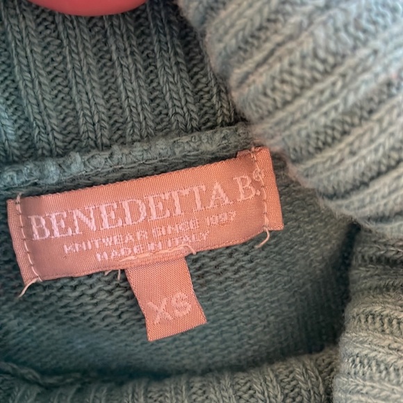 BENEDETTA B made in ITALY WOOL / CASHMERE turtleneck sweater tunic TEAL size XS - Picture 11 of 12